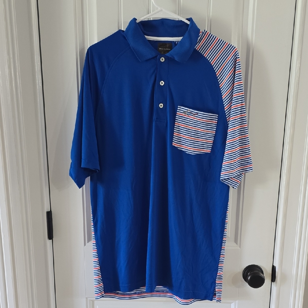 Greg Norman Red, White, And Blue Polo Shirt Medium